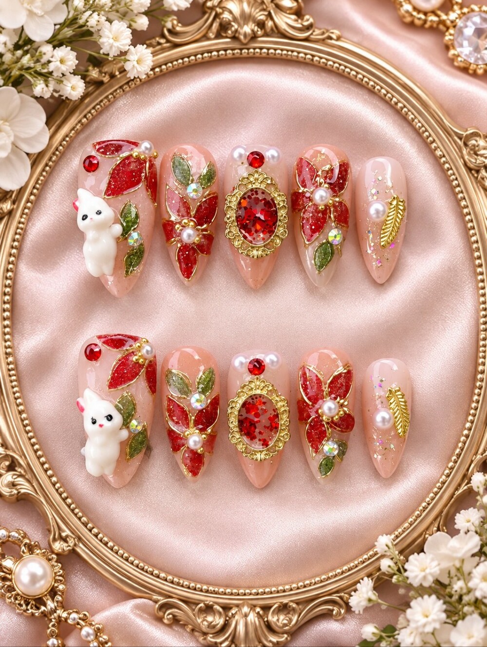 Peach Bunny Press-On Nails
